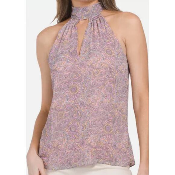 Ramy Brook Lula Paisley Halter Neck Tank Top Pink M - Picture 1 of 15